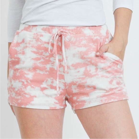 Pink Tie Dye, Waffle Texture Shorts - Picture 6 of 8